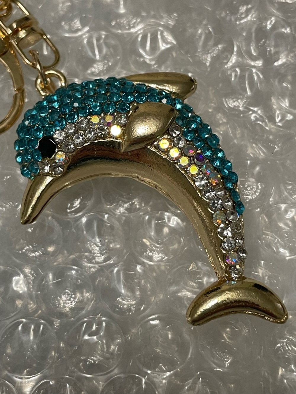 Blue Crystal Dolphin Keychain